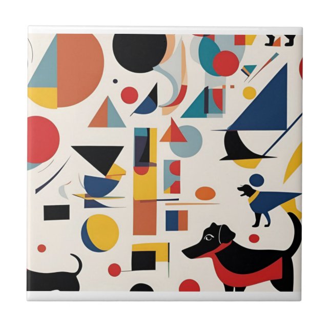 Kandinsky art & Dog lover /  Tile (Front)
