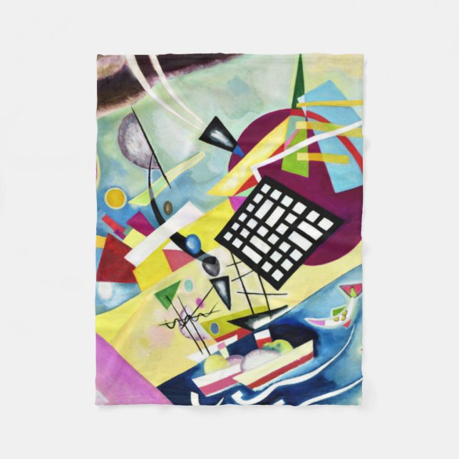 Kandinsky - Black Grid Fleece Blanket (Front)