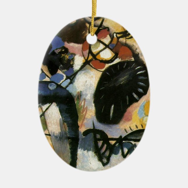 Kandinsky Black Spot Abstract Artwork Ceramic Ornament (Front)