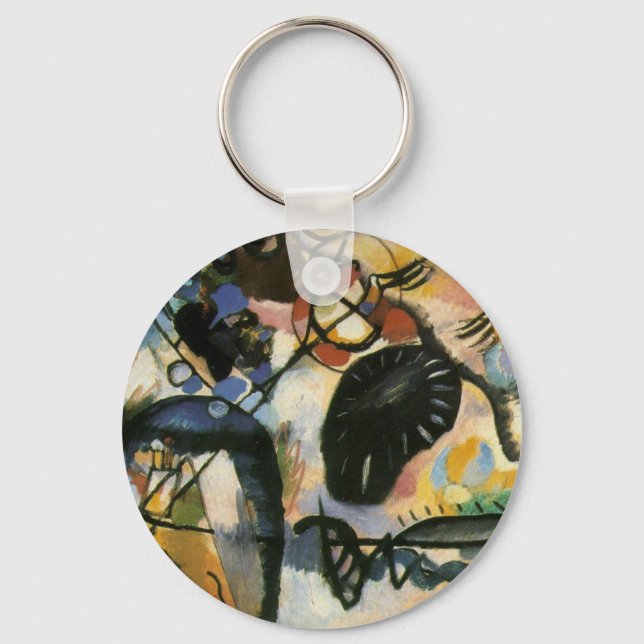 Kandinsky Black Spot Abstract Artwork Keychain (Front)