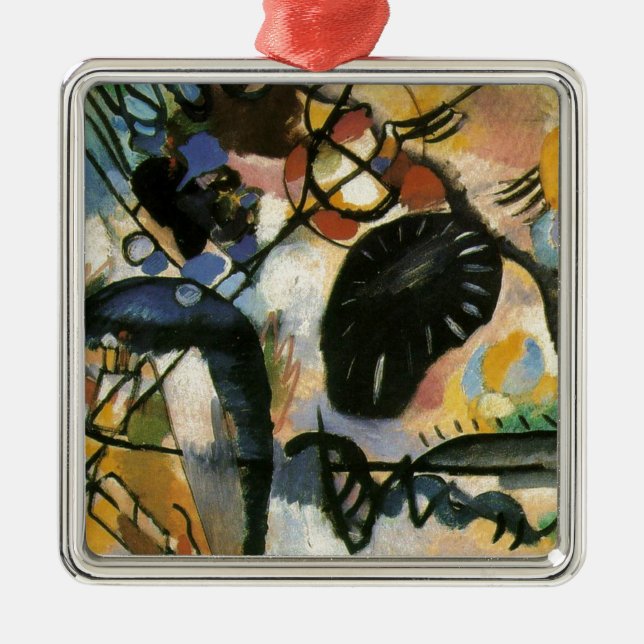 Kandinsky Black Spot Abstract Artwork Metal Ornament (Front)