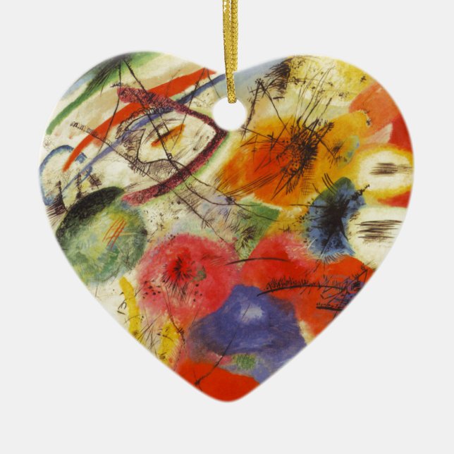 Kandinsky Black Strokes Abstract Painting Ceramic Ornament (Front)