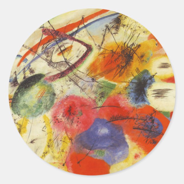 Kandinsky Black Strokes Abstract Painting Classic Round Sticker (Front)