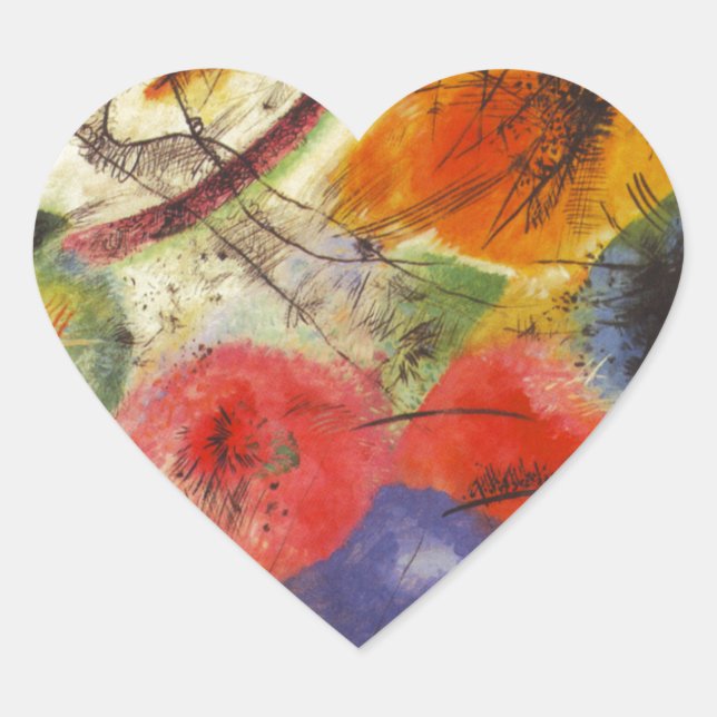 Kandinsky Black Strokes Abstract Painting Heart Sticker (Front)