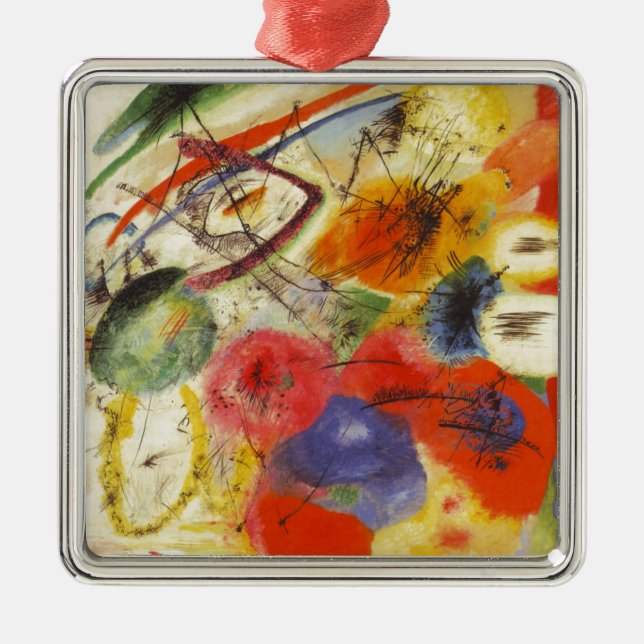 Kandinsky Black Strokes Abstract Painting Metal Ornament (Front)