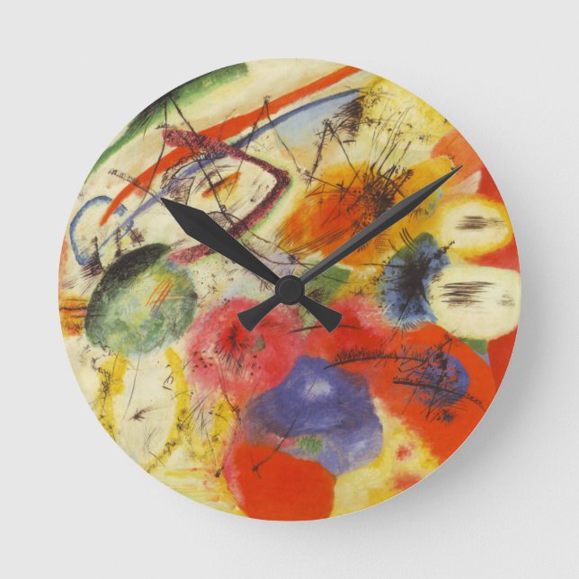 Kandinsky Black Strokes Abstract Painting Round Clock (Front)