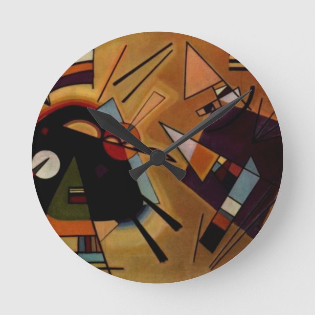 Kandinsky Black Violet Round Clock (Front)