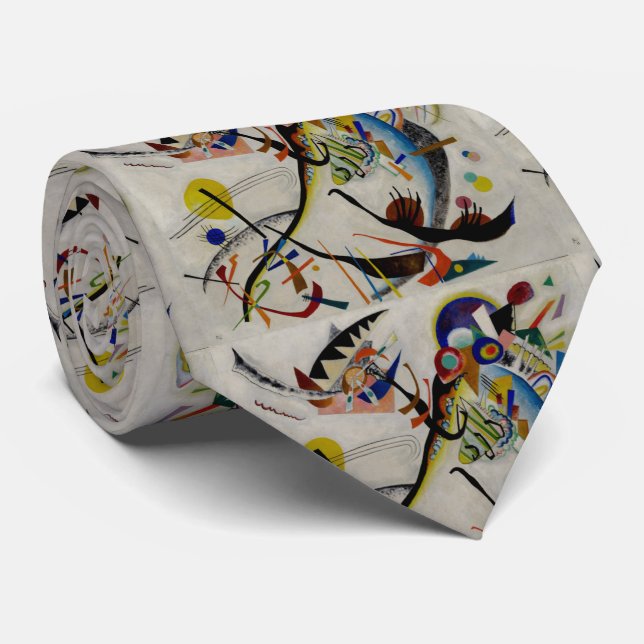 Kandinsky Blue Segment Abstract Painting Neck Tie (Rolled)