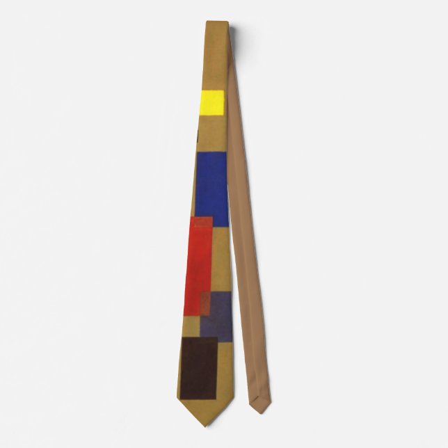Kandinsky Brown Red Yellow Blue Abstract Painting Tie (Front)