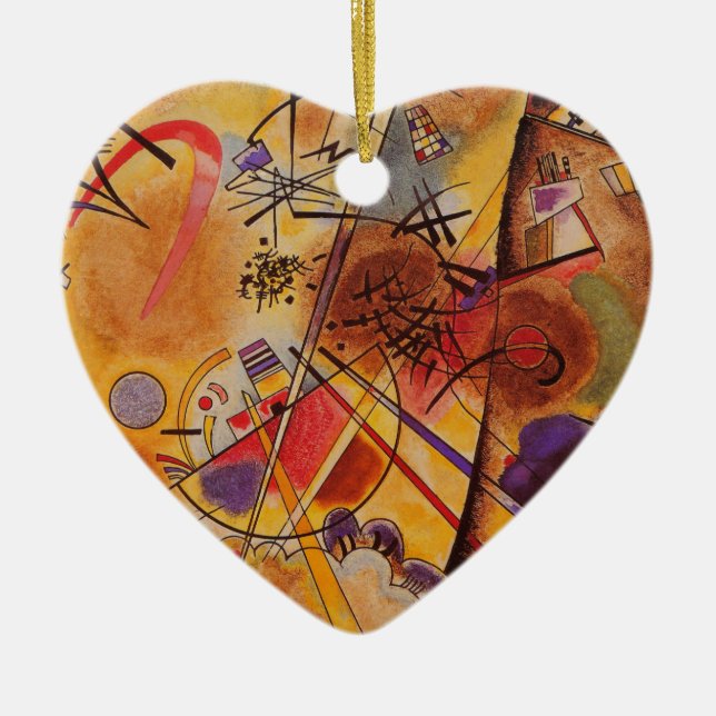 Kandinsky Brown Yellow Red Blue Ceramic Ornament (Front)