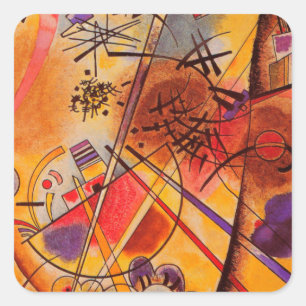Kandinsky Brown Yellow Red Blue Square Sticker