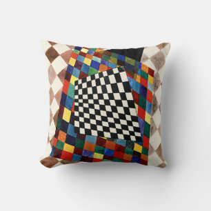 Kandinsky - Checked, colourful abstract art, Throw Pillow