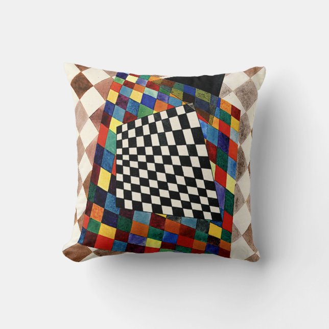 Kandinsky - Checked, colourful abstract art, Throw Pillow (Front)