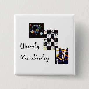 Kandinsky - Collage of his artwork 2 Inch Square Button