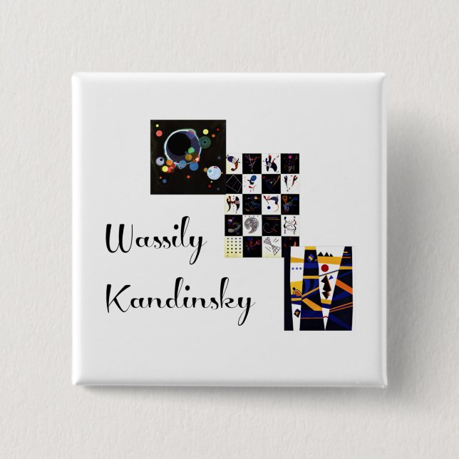 Kandinsky - Collage of his artwork 2 Inch Square Button (Front)