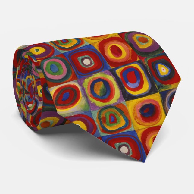 Kandinsky Colour Study of Squares Circles Tie (Rolled)