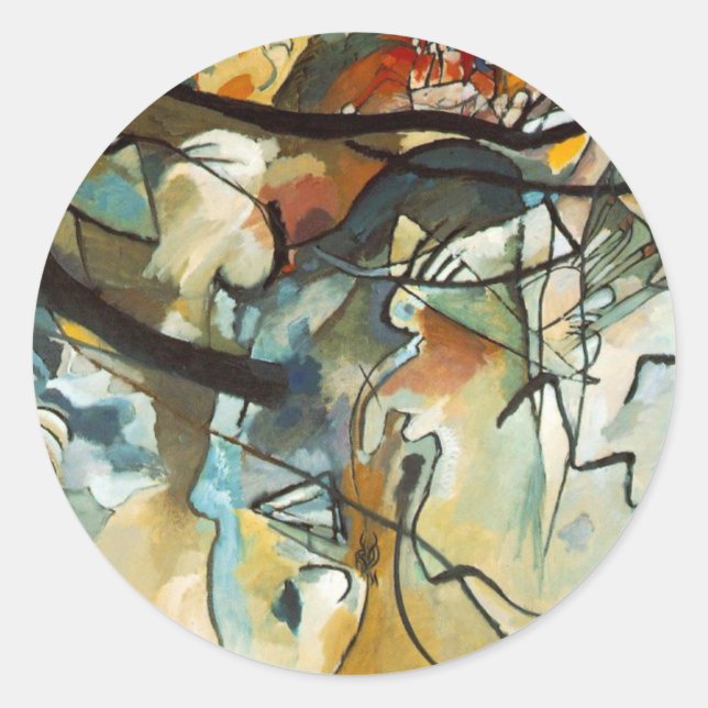 Kandinsky Composition V Abstract Painting Classic Round Sticker (Front)