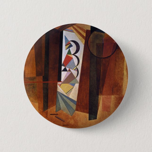 Kandinsky Development in Brown Abstract Painting 2 Inch Round Button (Front)