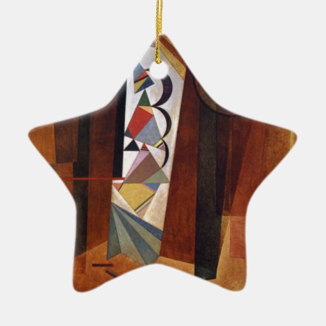 Kandinsky Development in Brown Abstract Painting Ceramic Ornament (Front)