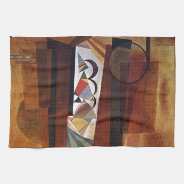 Kandinsky Development in Brown Abstract Painting Kitchen Towel (Horizontal)