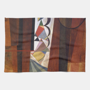 Kandinsky Development in Brown Abstract Painting Kitchen Towel