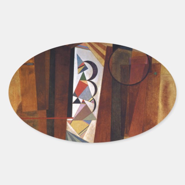 Kandinsky Development in Brown Abstract Painting Oval Sticker (Front)