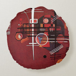 Kandinsky - Dull Red Round Pillow