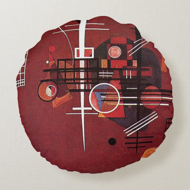 Kandinsky - Dull Red Round Pillow (Back)