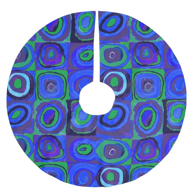 Kandinsky Farbstudie Blue Quadrate Square Circle  Brushed Polyester Tree Skirt (Front)