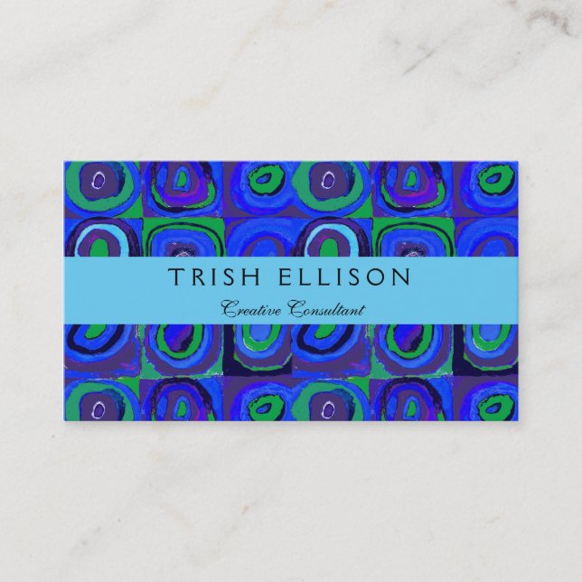 Kandinsky Farbstudie Blue Quadrate Square Circle  Business Card (Front)
