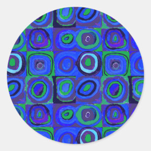 Kandinsky Farbstudie Blue Quadrate Square Circle Classic Round Sticker