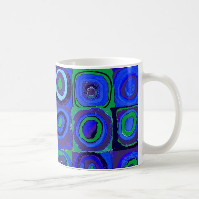 Kandinsky Farbstudie Blue Quadrate Square Circle  Coffee Mug (Right)