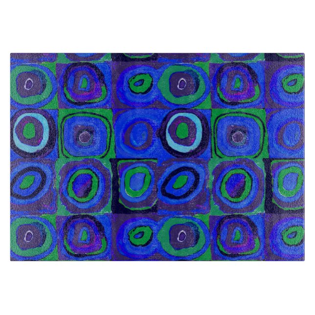Kandinsky Farbstudie Blue Quadrate Square Circle  Cutting Board (Front)