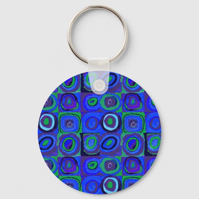 Kandinsky Farbstudie Blue Quadrate Square Circle  Keychain (Front)
