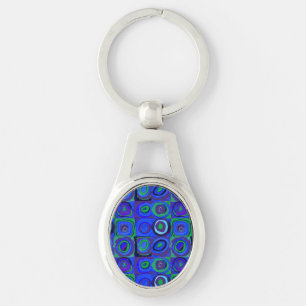 Kandinsky Farbstudie Blue Quadrate Square Circle  Keychain