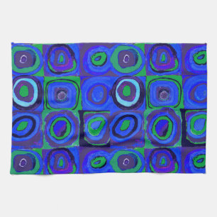 Kandinsky Farbstudie Blue Quadrate Square Circle  Kitchen Towel