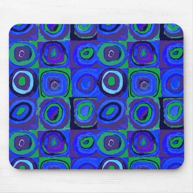 Kandinsky Farbstudie Blue Quadrate Square Circle  Mouse Pad (Front)