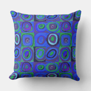 Kandinsky Farbstudie Blue Quadrate Square Circle  Outdoor Pillow