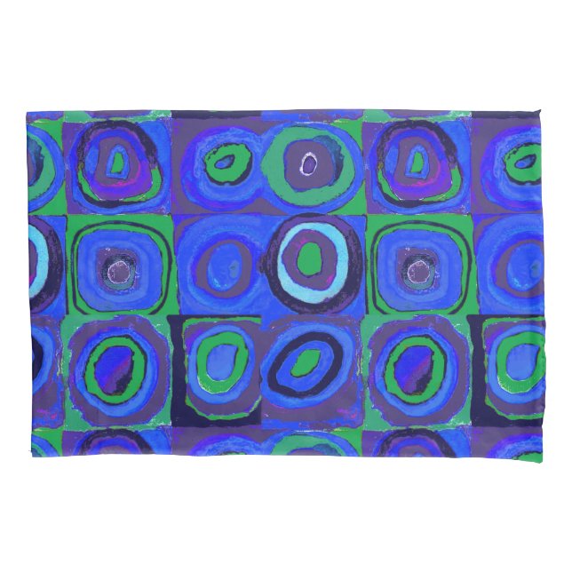 Kandinsky Farbstudie Blue Quadrate Square Circle  Pillowcase (Front)