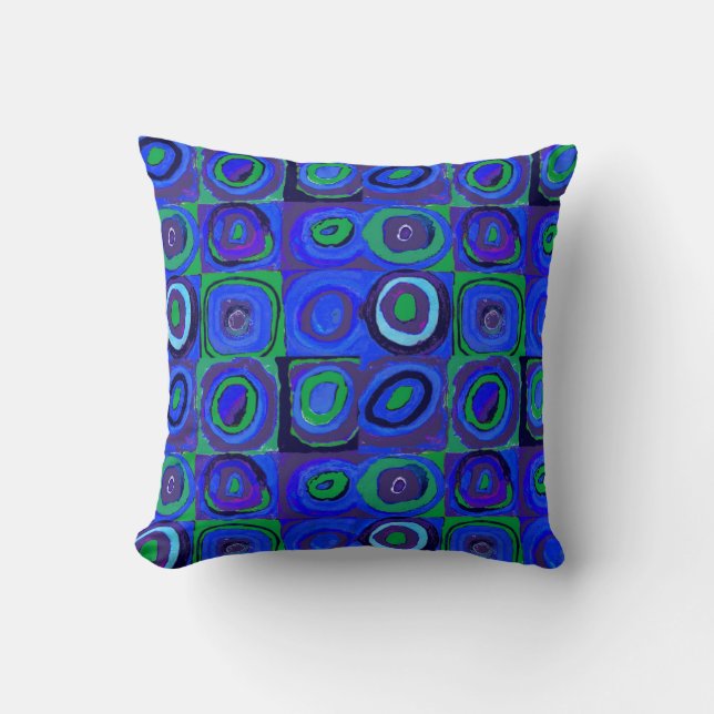 Kandinsky Farbstudie Blue Quadrate Square Circle  Throw Pillow (Front)