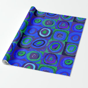 Kandinsky Farbstudie Blue Quadrate Square Circle  Wrapping Paper