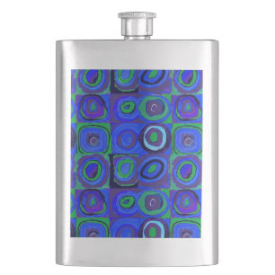 Kandinsky Farbstudie Quadrate Blue Squares Hip Flask
