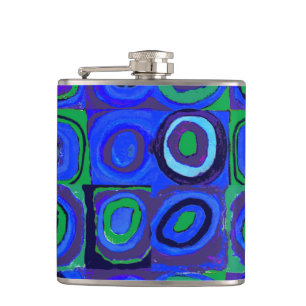 Kandinsky Farbstudie Quadrate Blue Squares Hip Flask