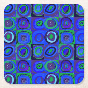 Kandinsky Farbstudie Quadrate Blue Squares  Square Paper Coaster