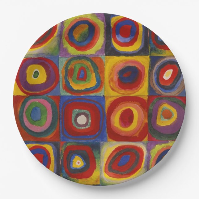 Kandinsky Farbstudie Quadrate Colourful Squares Paper Plate (Front)