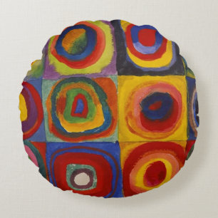 Kandinsky Farbstudie Quadrate Colourful Squares Round Pillow