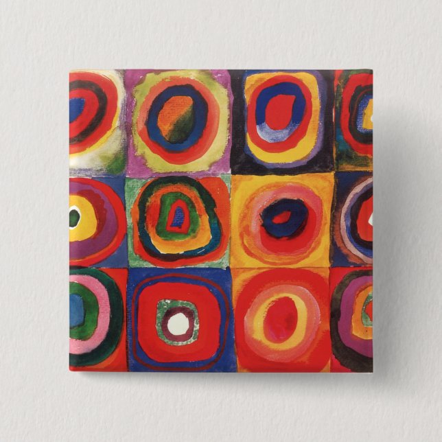 Kandinsky Farbstudie Quadrate Squares Circles Art  2 Inch Square Button (Front)
