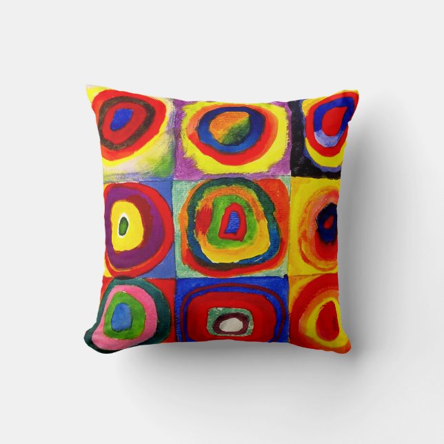 Kandinsky Farbstudie Quadrate Squares Circles Art  Throw Pillow (Front)