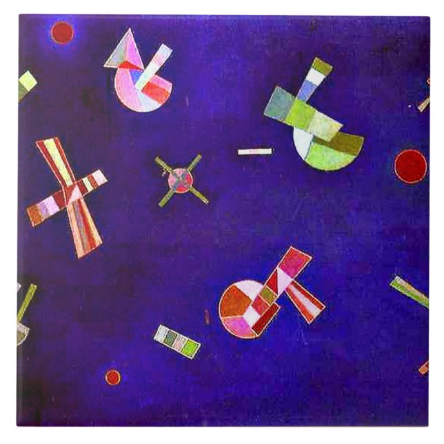 Kandinsky - Fixed Flight, colourful abstract art Tile (Front)