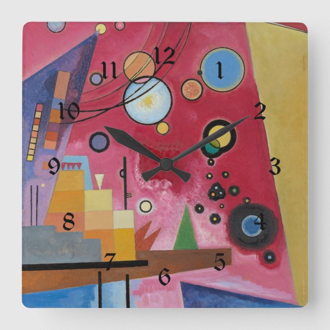 Kandinsky - Heavy Red Square Wall Clock (Front)